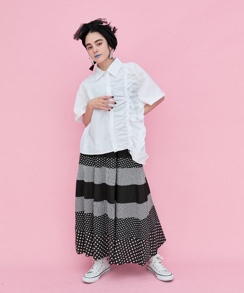 manana suerte(マニャーナスエルテ)の「アシンメトリーシャーリングシャツ(シャツ/ブラウス・レディース・ブラック/ホワイト・FREE)」の19枚目の写真