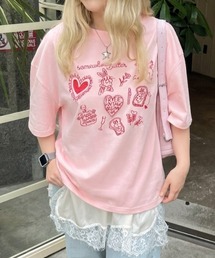 落書き刺繍Tシャツ