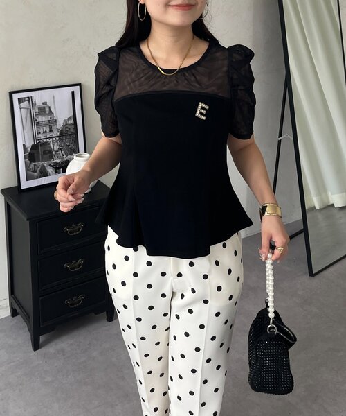 prose verse（プロズヴェール）の「チュールドッキングパフスリーブペプラムTシャツ（Tシャツ/カットソー・レディース・ブラック・LARGE/MEDIUM）」の11枚目の写真