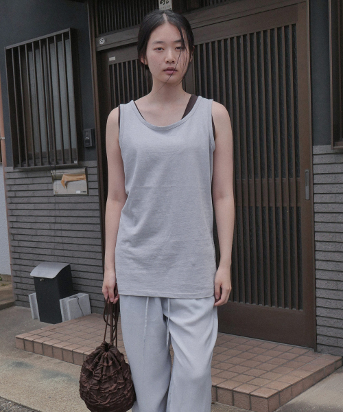 STEP AROUND(ステップアラウンド)の「Pigment Cotton Long Sleeveless Tee_LIGHT GREY(Tシャツ/カットソー・レディース・その他・FREE)」の1枚目の写真