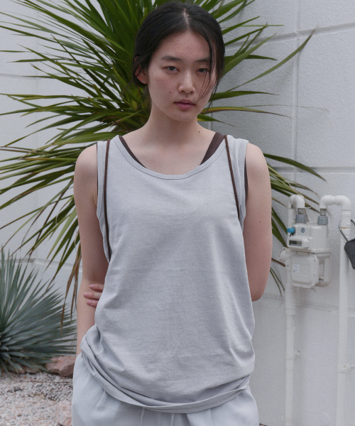 STEP AROUND(ステップアラウンド)の「Pigment Cotton Long Sleeveless Tee_LIGHT GREY(Tシャツ/カットソー・レディース・その他・FREE)」の3枚目の写真
