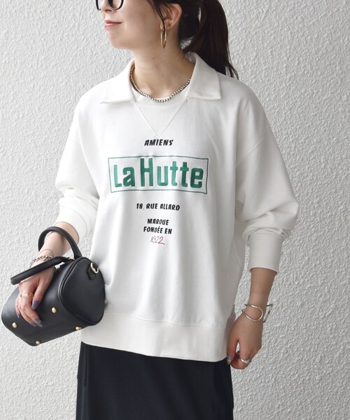 SHIPS any(シップス エニィ)の「【SHIPS any別注】La Hutte:〈洗濯機可能〉襟付き ロゴ プリント スウェット(スウェット・レディース・ホワイト/ネイビー/ライトグレー・ONE SIZE)」の10枚目の写真