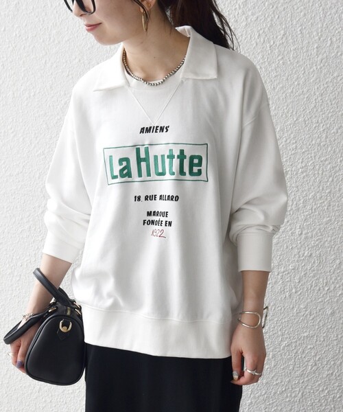 SHIPS any(シップス エニィ)の「【SHIPS any別注】La Hutte:〈洗濯機可能〉襟付き ロゴ プリント スウェット(スウェット・レディース・ホワイト/ネイビー/ライトグレー・ONE SIZE)」の11枚目の写真