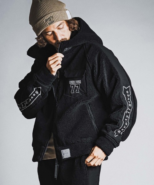 seventy seven（セブンティセブン）の「mj11756- boa hoodie jacket ボアフーディージャケット(7726W030)（その他アウター・メンズ・ブラック×ホワイト/ブラック×ブラック/グレー系その他・S/M/L/XL）」の3枚目の写真