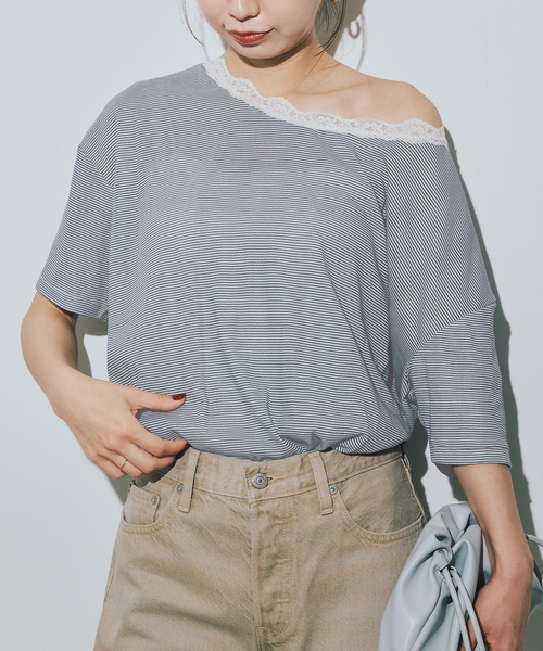 MILLER(ミラー)の「《追加》miller/ミラー SLOBE別注 レースシアーTEE(Tシャツ/カットソー・レディース・ホワイト/スカイブルー/ブラック/ネイビー・FREE)」の10枚目の写真