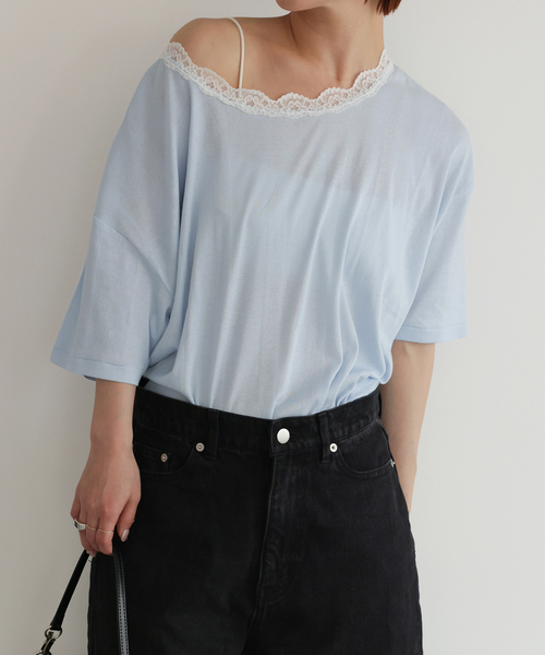 MILLER(ミラー)の「《追加》miller/ミラー SLOBE別注 レースシアーTEE(Tシャツ/カットソー・レディース・ホワイト/スカイブルー/ブラック/ネイビー・FREE)」の18枚目の写真