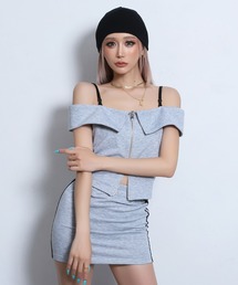【BLACKQUEEN】ZIP付きオフショルセットアップ
