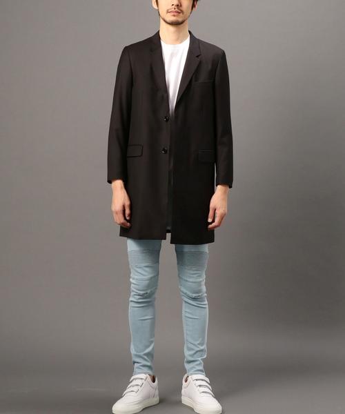 MONKEY TIME（モンキータイム）の「＜monkey time＞ ギャバ 2ボタン チェスターコート◆（チェスターコート・メンズ・ブラック/ネイビー・X-LARGE/MEDIUM/SMALL/LARGE）」の6枚目の写真