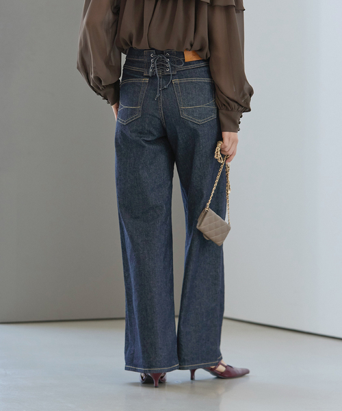 La TOTALITE(ラトータリテ)の「【洗える】SOMETHING / サムシング LISA LACE UP WIDE(デニムパンツ・レディース・ブラック/ネイビー/ブラウン・SMALL/MEDIUM/LARGE)」の3枚目の写真