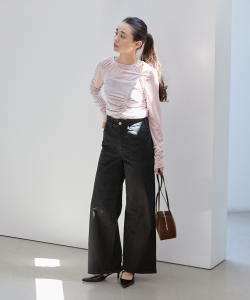 La TOTALITE(ラトータリテ)の「【洗える】SOMETHING / サムシング LISA LACE UP WIDE(デニムパンツ・レディース・ブラック/ネイビー/ブラウン・SMALL/MEDIUM/LARGE)」の4枚目の写真