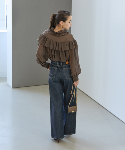 La TOTALITE(ラトータリテ)の「【洗える】SOMETHING / サムシング LISA LACE UP WIDE(デニムパンツ・レディース・ブラック/ネイビー/ブラウン・SMALL/MEDIUM/LARGE)」の18枚目の写真