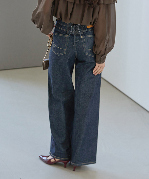 La TOTALITE(ラトータリテ)の「【洗える】SOMETHING / サムシング LISA LACE UP WIDE(デニムパンツ・レディース・ブラック/ネイビー/ブラウン・SMALL/MEDIUM/LARGE)」の21枚目の写真