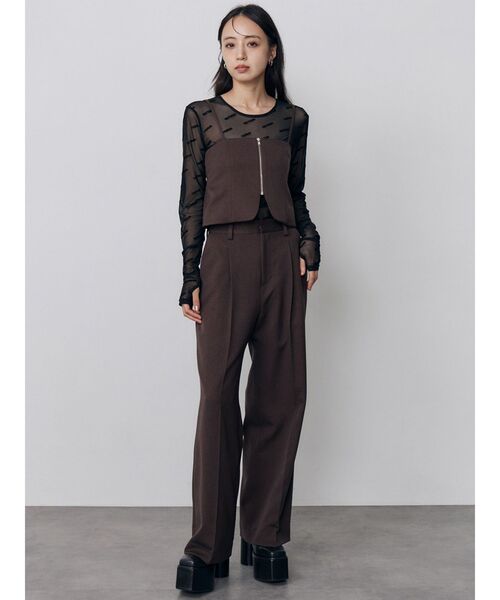 MURUA(ムルーア)の「【セットアップ対応】センプレスラックスパンツ(スラックス・レディース・その他1/ブラウン/ブラック・1/2)」の6枚目の写真
