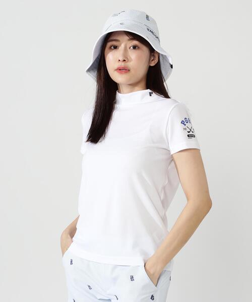 PEARLY GATES(パーリーゲイツ)の「【PEARLY GATES】Stone Cool2冷感ポリエチレンバーズアイ半袖ハイネックカットソー(Tシャツ/カットソー・レディース・ホワイト/ネイビー/ピンク・SMALL/MEDIUM/LARGE)」の2枚目の写真