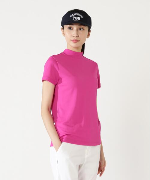 PEARLY GATES(パーリーゲイツ)の「【PEARLY GATES】Stone Cool2冷感ポリエチレンバーズアイ半袖ハイネックカットソー(Tシャツ/カットソー・レディース・ホワイト/ネイビー/ピンク・SMALL/MEDIUM/LARGE)」の1枚目の写真