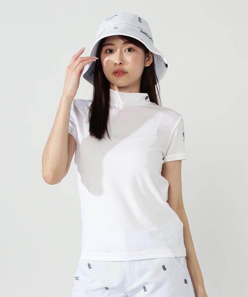 PEARLY GATES(パーリーゲイツ)の「【PEARLY GATES】Stone Cool2冷感ポリエチレンバーズアイ半袖ハイネックカットソー(Tシャツ/カットソー・レディース・ホワイト/ネイビー/ピンク・SMALL/MEDIUM/LARGE)」の4枚目の写真