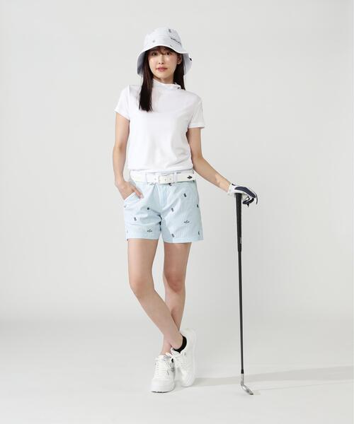 PEARLY GATES(パーリーゲイツ)の「【PEARLY GATES】Stone Cool2冷感ポリエチレンバーズアイ半袖ハイネックカットソー(Tシャツ/カットソー・レディース・ホワイト/ネイビー/ピンク・SMALL/MEDIUM/LARGE)」の5枚目の写真