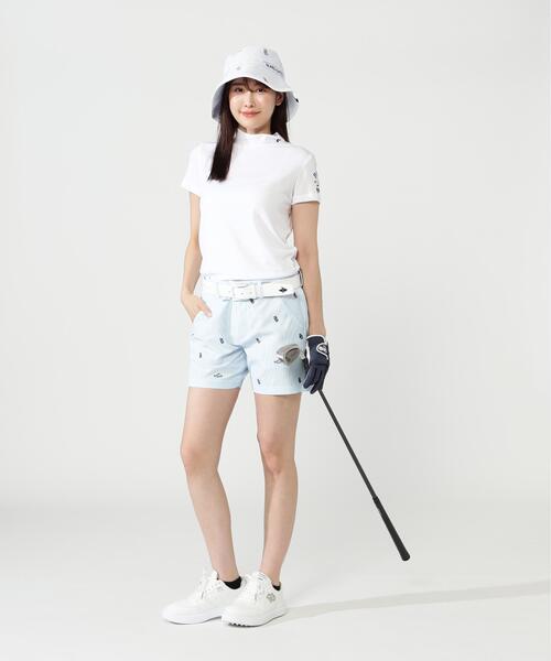 PEARLY GATES(パーリーゲイツ)の「【PEARLY GATES】Stone Cool2冷感ポリエチレンバーズアイ半袖ハイネックカットソー(Tシャツ/カットソー・レディース・ホワイト/ネイビー/ピンク・SMALL/MEDIUM/LARGE)」の6枚目の写真