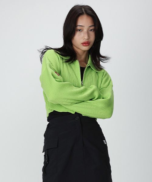 Wool Calla Two-way Crop Knit Cardigan (Green)（カーディガン/ボレロ