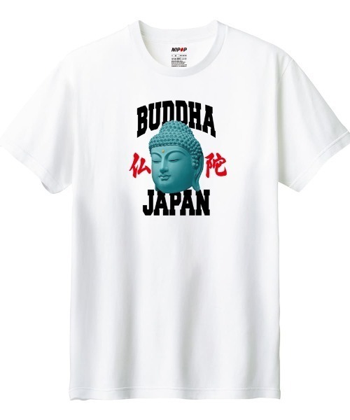 NIPOP(ニポップ)の「NIPOP(ニポップ) 半袖Tシャツ 仏陀 和 ロゴ イラスト プリント インバウンド お土産 トップス カットソー レディース(Tシャツ/カットソー・レディース・ホワイト/ブラック/ヘザーグレー・M/L)」の1枚目の写真