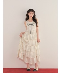 Lace docking dot long onepiece(eme11090)