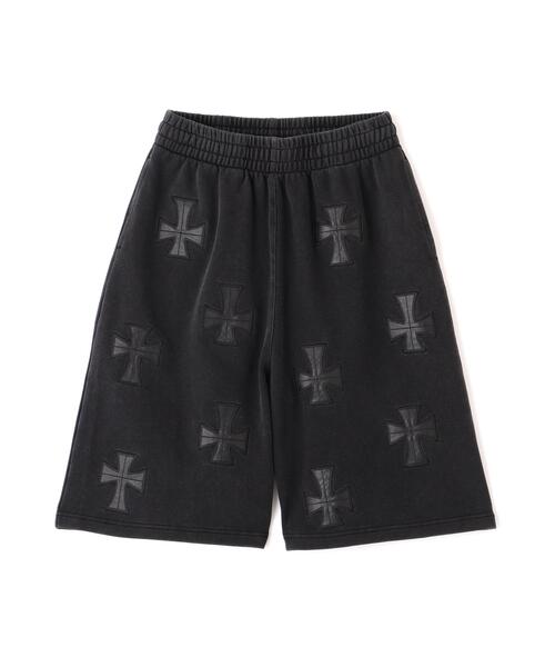 UNKNOWN LONDON（アンノウン・ロンドン）の「UNKNOWNLONDON/アンノウンロンドン/【LHP EXCLUSIVE】LEATHER CROSS BUGGY SHORTS（スウェットパンツ・レディース・ブラック/ホワイト・S/L/M）」の2枚目の写真