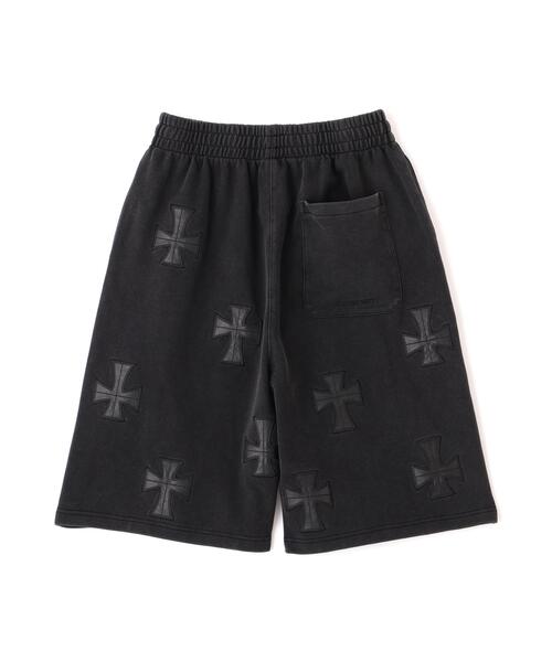 UNKNOWN LONDON（アンノウン・ロンドン）の「UNKNOWNLONDON/アンノウンロンドン/【LHP EXCLUSIVE】LEATHER CROSS BUGGY SHORTS（スウェットパンツ・レディース・ブラック/ホワイト・S/L/M）」の3枚目の写真