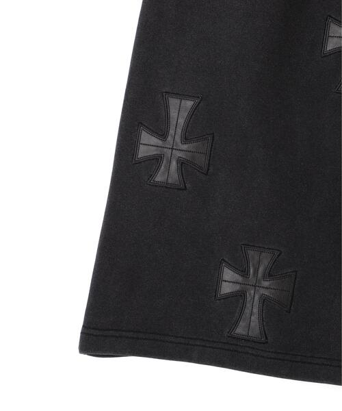 UNKNOWN LONDON（アンノウン・ロンドン）の「UNKNOWNLONDON/アンノウンロンドン/【LHP EXCLUSIVE】LEATHER CROSS BUGGY SHORTS（スウェットパンツ・レディース・ブラック/ホワイト・S/L/M）」の6枚目の写真