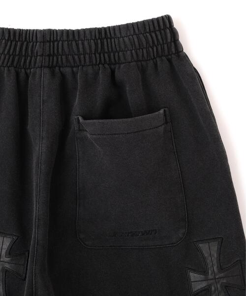 UNKNOWN LONDON（アンノウン・ロンドン）の「UNKNOWNLONDON/アンノウンロンドン/【LHP EXCLUSIVE】LEATHER CROSS BUGGY SHORTS（スウェットパンツ・レディース・ブラック/ホワイト・S/L/M）」の7枚目の写真