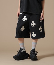 UNKNOWN LONDON（アンノウン・ロンドン）の「UNKNOWNLONDON アンノウンロンドン 【LHP EXCLUSIVE】LEATHER CROSS BUGGY SHORTS（スウェットパンツ）」