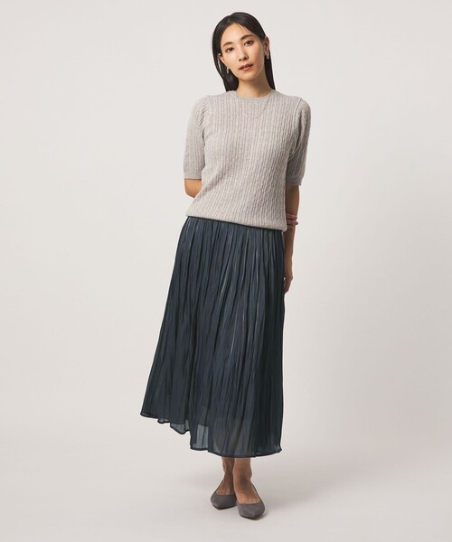 A DAY IN THE LIFE UNITED ARROWS(アデイインザライフユナイテッドアローズ)の「シャイニー プリーツスカート <A DAY IN THE LIFE>(スカート・レディース・グレー系/ダークブラウン/ネイビー・FREE)」の5枚目の写真