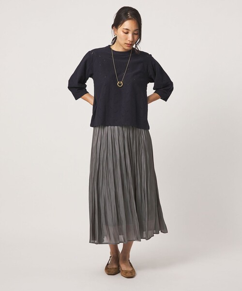 A DAY IN THE LIFE UNITED ARROWS(アデイインザライフユナイテッドアローズ)の「シャイニー プリーツスカート <A DAY IN THE LIFE>(スカート・レディース・グレー系/ダークブラウン/ネイビー・FREE)」の7枚目の写真