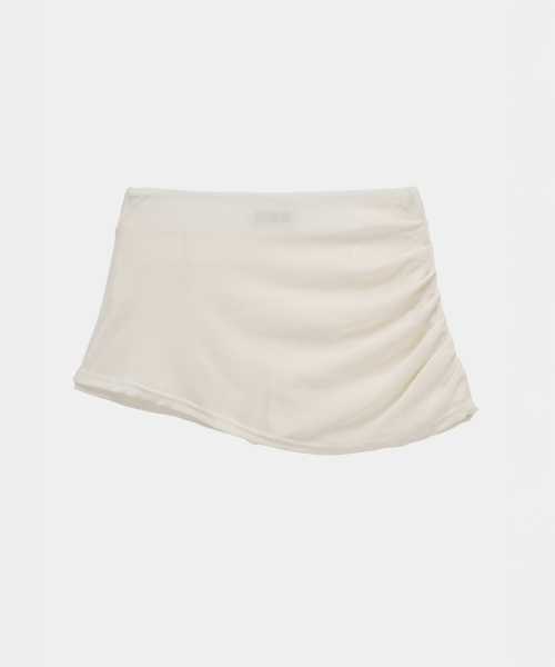 ETRE AU SOMMET（エトレオソメ）の「Velvet Button Shirring Mini Skirt (Ivory)（スカート・レディース・アイボリー・FREE）」の4枚目の写真