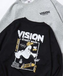 VISION STREET WEAR/ヴィジョンストリートウェア オーバーサイズ ゴーストバックプリント ロゴ ワンポイント スウェット トレーナー/レディース メンズ