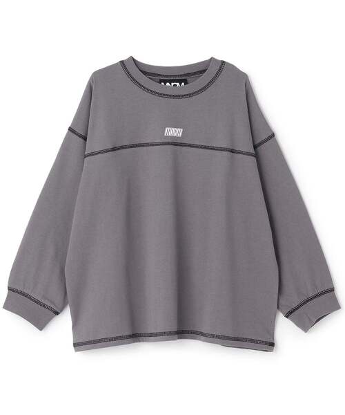 b・ROOM(ビールーム)の「【防汚/速乾/UV】【MNCM】配色ステッチ長袖Tシャツ【子供服】【キッズ】【男の子】(Tシャツ/カットソー・キッズ・アイボリー/チャコール・140cm)」の2枚目の写真