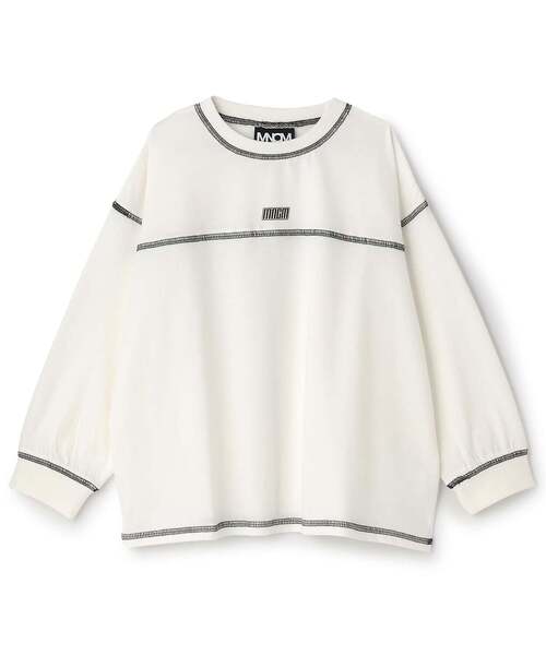 b・ROOM(ビールーム)の「【防汚/速乾/UV】【MNCM】配色ステッチ長袖Tシャツ【子供服】【キッズ】【男の子】(Tシャツ/カットソー・キッズ・アイボリー/チャコール・140cm)」の1枚目の写真