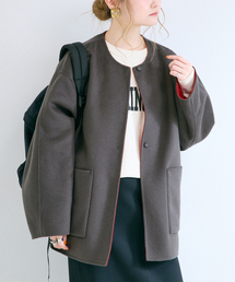 B.C STOCK | S120ブレンドショート丈リバーシブルコート(ノーカラーコート)
