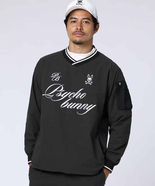 Psycho Bunny（サイコバニー）の「[GOLF]Dot-Air ユーティリティポケット Vネックブルゾン（ブルゾン・メンズ・ブラック/チャコールグレー/ライトグレー・MEDIUM/X-LARGE/LARGE）」の3枚目の写真