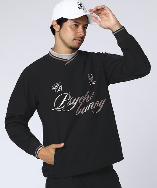 Psycho Bunny（サイコバニー）の「[GOLF]Dot-Air ユーティリティポケット Vネックブルゾン（ブルゾン・メンズ・ブラック/チャコールグレー/ライトグレー・MEDIUM/X-LARGE/LARGE）」の2枚目の写真