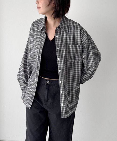 CANAL JEAN(キャナルジーン)の「El mar グラフチェックシャツ(シャツ/ブラウス・レディース・グレー/チャコールグレー・ONE SIZE)」の1枚目の写真