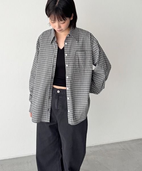 CANAL JEAN(キャナルジーン)の「El mar グラフチェックシャツ(シャツ/ブラウス・レディース・グレー/チャコールグレー・ONE SIZE)」の4枚目の写真