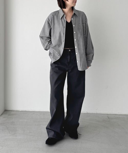 CANAL JEAN(キャナルジーン)の「El mar グラフチェックシャツ(シャツ/ブラウス・レディース・グレー/チャコールグレー・ONE SIZE)」の6枚目の写真