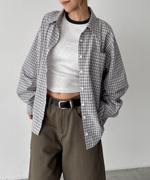 CANAL JEAN(キャナルジーン)の「El mar グラフチェックシャツ(シャツ/ブラウス・レディース・グレー/チャコールグレー・ONE SIZE)」の7枚目の写真