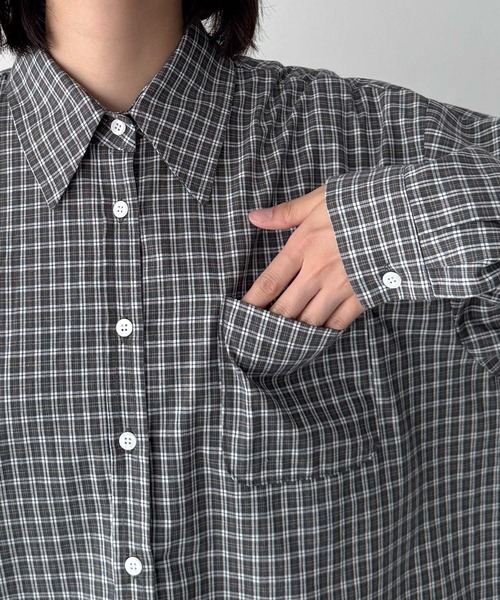 CANAL JEAN(キャナルジーン)の「El mar グラフチェックシャツ(シャツ/ブラウス・レディース・グレー/チャコールグレー・ONE SIZE)」の14枚目の写真