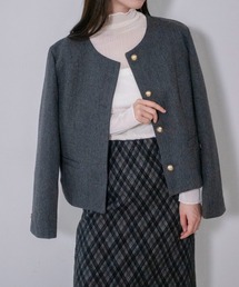 ヘリンボーン」に該当するノーカラージャケットファッション通販