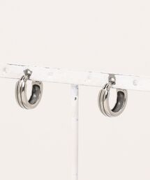 SPINNS | 1.5㎝メタルシルバーミニフープピアス/ライン(ピアス（両耳用）)