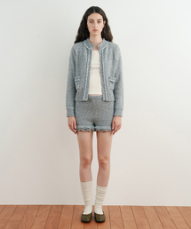 Color Point Frill Knit Shorts (Deep Grey)
