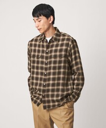 P/CU/W オンブレ チェック 2フラップポケット シャツ