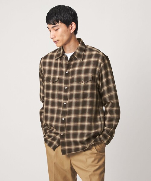 green label relaxing(グリーンレーベルリラクシング)の「P/CU/W オンブレ チェック 2フラップポケット シャツ(シャツ/ブラウス・メンズ・ブラック/ブラウン系・L/XL/M/S)」の1枚目の写真
