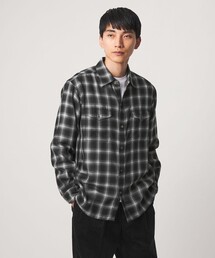 P/CU/W オンブレ チェック 2フラップポケット シャツ